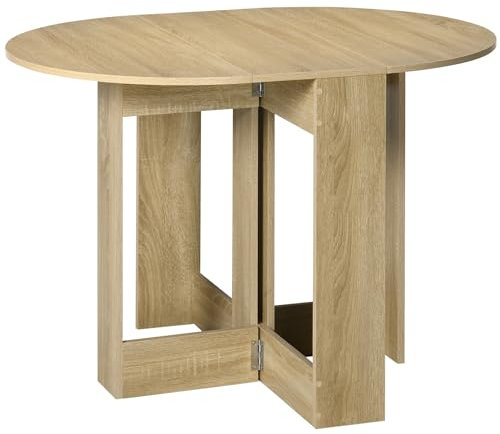 HOMCOM Mesa Plegable de Comedor Con 2 Alas Abatibles para 2-4 Personas, Cocina, 104x76x73,7 cm, Roble