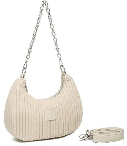 cotwoco Umhängetasche Damen klein Handtasche - Cord Hobo Bag Stylische Crossbody Bag,Damen Halbmond Tasche Schultertasche mit verstellbarem Gurt für Verabredungen, Einkaufen und Reisen
