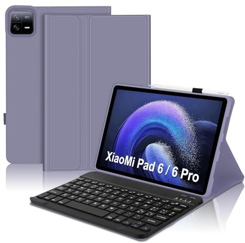 SENGBIRCH Tastiera con Custodia per Xiaomi Pad 6/6 Pro 11, Custodia Xiaomi Pad 6 con Tastiera, Layout Italiano Magnetica Tastiera Cove per Xiaomi Pad 6/6 Pro 11 Pollici, Viola Lavanda