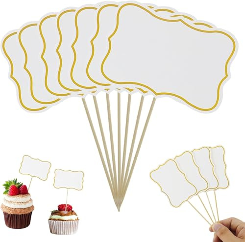 62 Stück Cupcake-Fahnen, Buffet-Zeichen, Käsemarker, leere Zahnstocher-Fahnen, für Party, Kuchen, Lebensmittel-Dekoration
