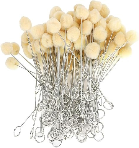 CYSFETENA 100 Stück Nicht Schmutzige Hände Applikator, Leder-Färbepinsel mit Metallgriffen, Wolle Daubers Ball Bürste, Ball Dye Färbung Applikatoren für Leder Färben DIY Bastelprojekte