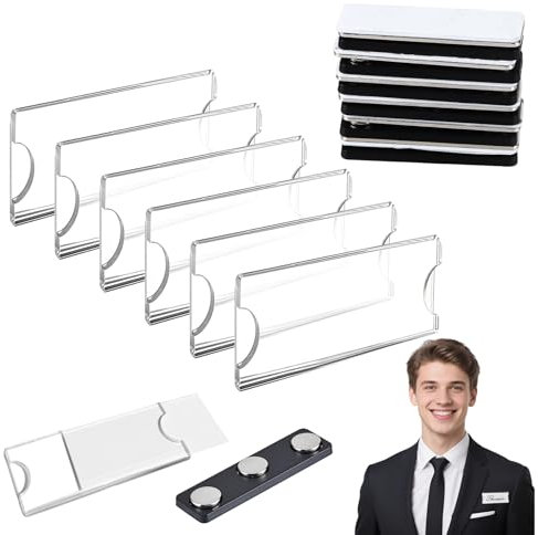 6 Placas Identificativas Magnéticas para Ropa | Identificador Personal con imán de 3 puntos | Etiquetas Reutilizables para Chaquetas, Camisas y Cortavientos