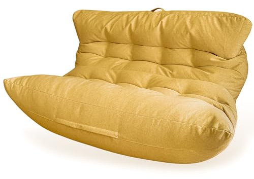 Aiire Pouf Poltrona Sacco Doppio XXL – Puffo per Sedersi a 2 Posti con Imbottitura Inclusa, Bean Bag Chair Camera da Letto o Salotto – Pouffe Design per Lettura, Relax o Gaming Giallo