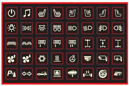 Adesivi per interni auto, adesivi luminosi, simboli di luce autoadesivi, 40 etichette fluorescenti con funzione di sicurezza, decorazione per cruscotto, tasti notturni