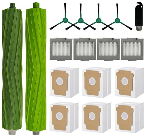 17-teiliges Zubehör-Set für iRobot Roomba Max 705 vac/Plus 504 Vac Staubsauger, Ersatzteile mit 6 Staubbeuteln, 4 Filtern, 4 Seitenbürsten, 2 Hauptbürsten, 1 Reinigungswerkzeug