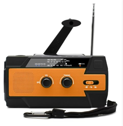 Fangxuee FM/AM Emergency Weather Radio 4000mAh Solar Charging with Flashlights LED Reading Lamp, SOS Alarm, Rechargeable for Use