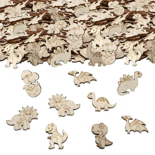 ParPix 50 Stück Holz Dino Geburtstag Deko Konfetti, Groß 4cm Holz Dinosaurier Streudeko, Dinosaurier Geburtstagsdeko Confetti, Dino Streudeko Kindergeburtstag, Dinosaurier Geburtstag Tischdeko