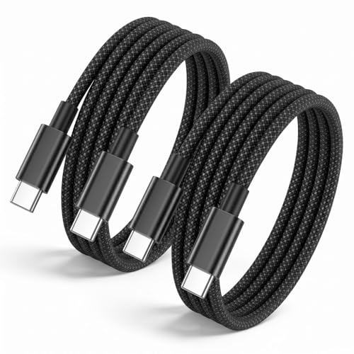 Cable USB C Carga Rapida 2M 2Pack,60W Cable iPhone USB C Nylon 3A cable USB-C a USB-C Carga Rapida Cabo Tipo-C para iPhone 17/16/15 Pro Max, para Samsung Galaxy S25 S24 S23 S22, para Pad Pro/Air/Mini
