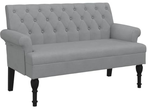 mtlskopl Polsterbank mit Rückenlehne Hellgrau 120 cm - Elegante Sitzbank aus Stoff mit Holzbeinen für Wohnzimmer, Flur & Büro - Stilvoller Küchensofa Zweisitzer