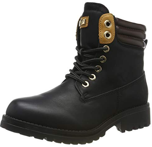 Warm Gefütterte Stiefeletten Damen Worker BootsOutdoor Winterstiefel Schnür Wildleder-Optik Schuhe 125746 Schwarz 38 Flandell