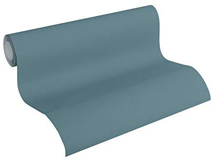 A.S. Création Papier Peint Uni New Life Papier peint intissé - 10,05m x 0,53m - Bleu Fabriqué en Allemagne 353313 3533-13