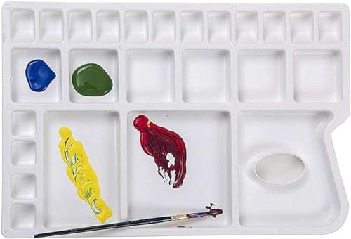 Liquidraw Plastic Paint Palette - 25 Well | Large Mixing & Painting Palette | Suitable for Acrylic, Oil & Watercolour | Great Tool for Professional Artists, Students & Kids | Easy to Store & Clean
