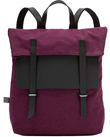 DUDU Rucksack aus Canvas und Leder Gross mit Magnetverschluss und verstellbaren Schultergurten Pflaume