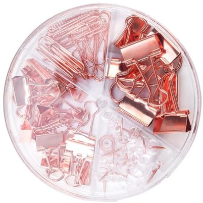 STOBOK 1 Satz Büroklammern aus Roségold Binder Clips Push-Pins mit Box Schreibtisch Kombination Schreibwaren-Set für das Büro