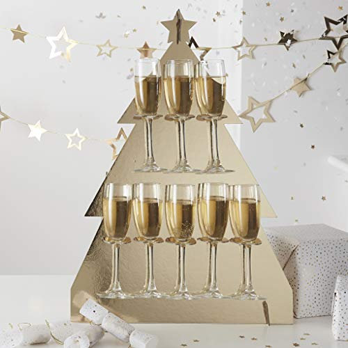Ginger Ray Christmas Party Tree Shaped Prosecco Champagne Drinks Wall Holder New Years Eve Decoration