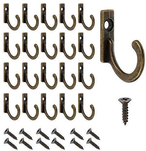 PERFETSELL 60 Stück Wandhaken Vintage Haken Antik Schlüsselhaken Bronze Einzelhaken mit Schrauben Kleine Garderobenhaken zum Schrauben für Schüssel Schmuck Taschen Handtücher Bad Küche