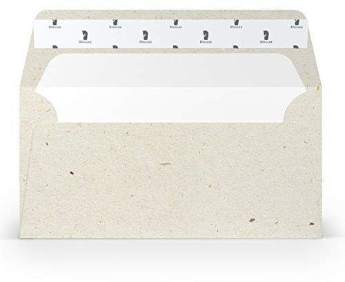 PAPERADO 50 Briefumschläge DIN lang/DL Haftklebung mit Seidenfutter - Terra Vanilla Creme Beige - 100 g/m² Kuvert ohne Fenster 22 x 11 cm - Umschläge mit Haftklebung breite Klappe