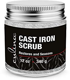 Culina Cast Iron Cleaning & Restoring Scrub | Removes Rust Without Scratching & Care Before Cleaning, Washing & Seasoning | 100% Natural | for Cast Iron Skillets, Pans & Cookware