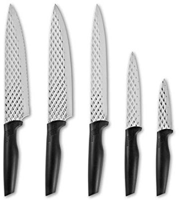 GOURMETmaxx Messerset Diamant-Optik - 5 Messer | für Fleisch, Brot, Fisch, Gemüse | vielfältig einsetzbar | Antihaft-Wirkung, ergonomischer geformter Griff [Edelstahl]