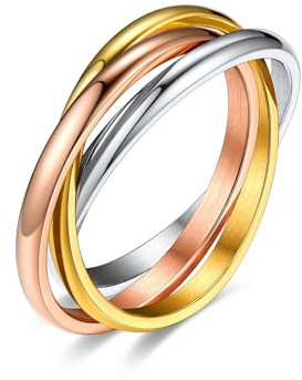 Bestyle 3er Ring Edelstahl Wickelring Damen Rolling Rings Fingerring Ehering Verlobungsring Ring Für Frauen Bunt 54.4(17.3)