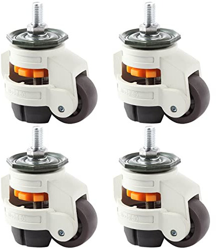 MOLIGOU 4Pcs Leveling Stem Casters, Heavy Duty Workbench Casters, Retractable Leveling Feet Casters for Equipment, Total Load Capacity 2200 Lbs