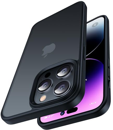 CASEKOO Matt Power für iPhone 14 Pro Hülle [TOP Militärschutz] Stoßfeste Kratzfeste Schutzhülle (Anti-Fingerabdruck) Dünne Griffige Mattierte Handyhülle iPhone 14 Pro Case Slim, Edel Schwarz