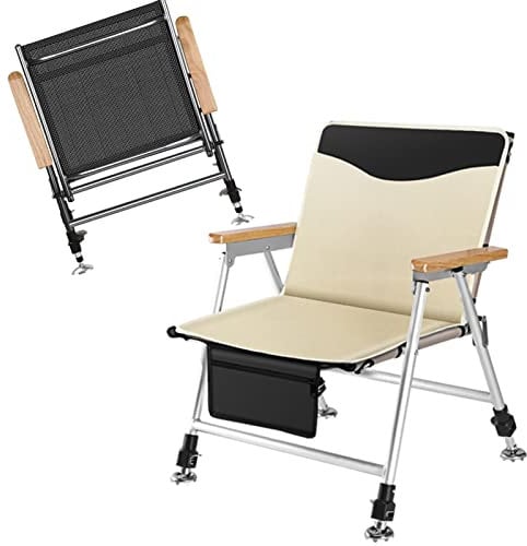Ccsh Angelstuhl Campingstuhl Beige Tragbarer Angelstuhl mit Rucksack, Ultraleichter Klappbarer Lounge-Reisestuhl zum Camping, Wandern Auf Unebenem Boden, Angelgeschenke für Männer