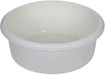 Large Round Washing Up Bowl Dish Washing Washtub, Durable Plastic, Volume: 8 Liter, Size: 34 x 34 x 13 cm, Colors: Black, Grey, Cream. (Cream)