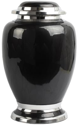 Aluminium Cremation Urn for Human Ashes – Adult Large Size Funeral Memorial Keepsake – Secure and Dignified Resting Place Holds Approx. 90kg or 14 Stone Body Ashes (Elegant Black)