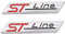 2 Stück 3D Metall ST Line Aufkleber Autokopf Emblem Abzeichen Chrom Aufkleber für Die meisten Automodelle (Silberfarben)