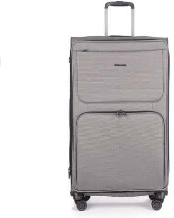 Stratic Bendigo Light + Koffer Weichschale Reisekoffer Trolley Rollkoffer groß, TSA Kofferschloss, 4 Rollen, Erweiterbar, Größe L, Silver