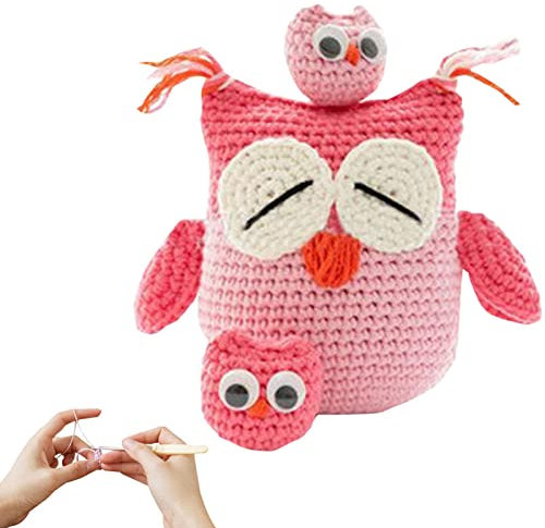 Jikiaci Anfänger-Kit häkeln, Häkelmaterial-Kits für kleine Eulen für Anfänger, Süßes Häkelpaket für komplette Anfänger und Experten, Häkel-Strickpaket mit Schritt-für-Schritt-Anleitung