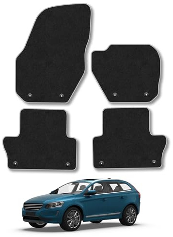 Volvo XC60 (2008-2017) Carpet Car Mats | Grey Edge Trim Tailored Fit Floor Mats Full Coverage Protection Accessories Easy Clean Anti Slip Made in the UK