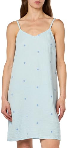 PIECES Pcmaya Strap Short Dress, Angel Falls/Detail: Hydrangea Embroidery Flowers, S
