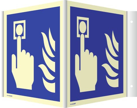 Dreifke® Winkelschild Hausalarm Brandmelder, Alu, nachleucht., 160-mcd, 200x200 mm