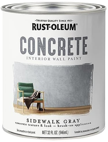 Rust-Oleum 379908 Concrete Interior Wall Paint, Quart, Sidewalk Gray