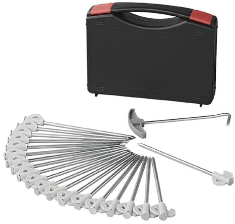 ProPlus Felsbodenhering 20 cm Metal mit Kunststoffhaken - Set von 20 Stück im Koffer