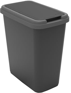 Sundis Green Bin, cubo de basura y de reciclaje, 25 L de capacidad, rectangular, plástico reciclado, con tapa abatible o fija, con etiquetas adhesivas para cocina, oficina, lavadero, garaje
