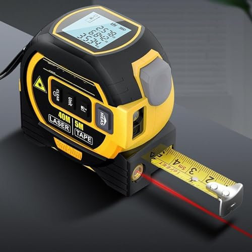 Kevrnabxi Metro a nastro laser 3 in 1, distanziometri laser digitali con display LCD, metro laser 40M/131FT, metro a nastro 5M/16FT, misurazione pitagorica di area/volume/distanza/area