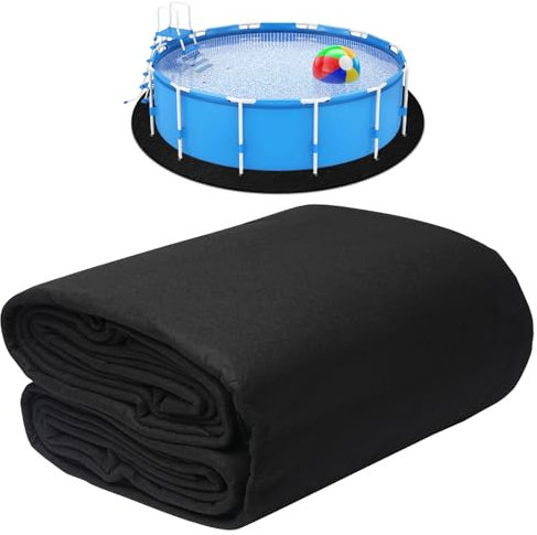 Zeonly Tapis de piscine rond de 5,5 m pour piscine hors sol, solide et durable, protection anti-crevaison, respectueux de l'environnement, noir