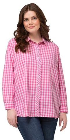 Ulla Popken Chemisier Traditionnel à Carreaux 829431 T-Shirt, Fuchsia, 50-52 Femmes