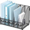 SUPTIDY Schreibtisch-Organizer aus Metall, Zeitschriftenhalter mit 5 vertikalen Fächern, Organizer für Büro, Schreibtisch, Heimarbeitsplatz, Schwarz