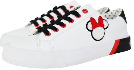 Ground Up Minnie Mouse Damen-Sneaker, niedriger Zehenbereich, Schnürschuh, Weiss/opulenter Garten, 35.5 EU