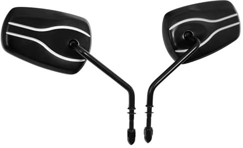 FERFXN Motorrad Rückspiegel Motorrad-Rückspiegel Rückansicht Seitenspiegel Für Touring Für Road Für King Für Street Für Road Für Glide Für Dyna Spiegel Set Links & RECHTS(Schwarz glänzend)