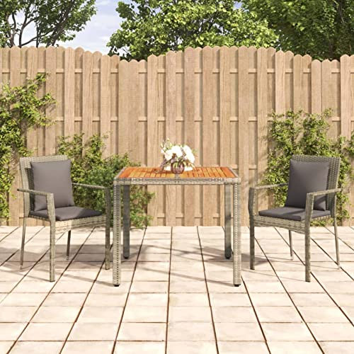 ShGaxin 3-TLG. Garten-Essgruppe mit Kissen Grau Poly Rattan, Esstisch Mit Stühlen Set, Gartenmöbel Sitzgruppe, Balkon Möbel, Gartenlounge Set, Terrassenmöbel, Balkonmöbel Set - 3184969