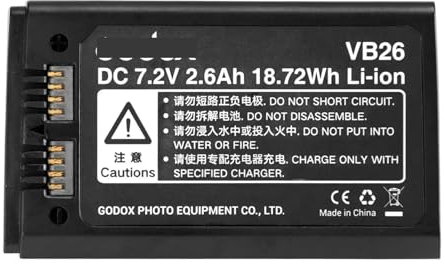 Lithium Battery ,Compatible For Godox VB26 VB26A VB26B ,Speedlight Flash Battery For V1 V850III V860III Speedlite Flash(VB26)