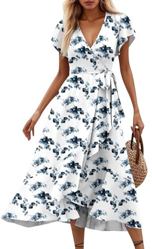 Robe Rose Poudré Trapeze Mi-Longue Grossesse Gala Maxi Classe Sexy Mariage Vente Flash, Elegante Fleurie Mi Longue Plage Et Costume Asymétrique Bohème Robe Asymétrique Femme XL