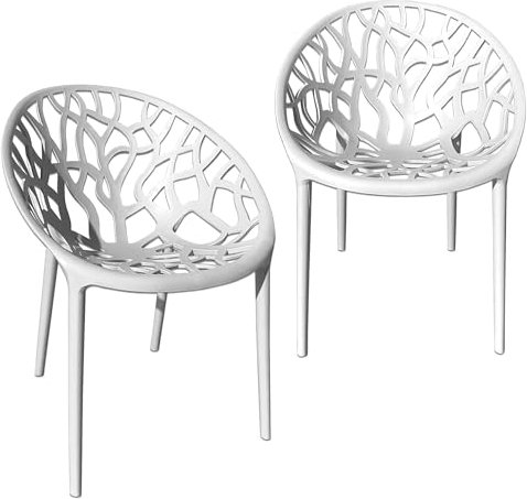 TRISENS Gartenstuhl Kunststoff Stapelstuhl Bistrostuhl Küchenstuhl Stuhl Stapelbar, Farbe:Weiß, Menge:2 St.