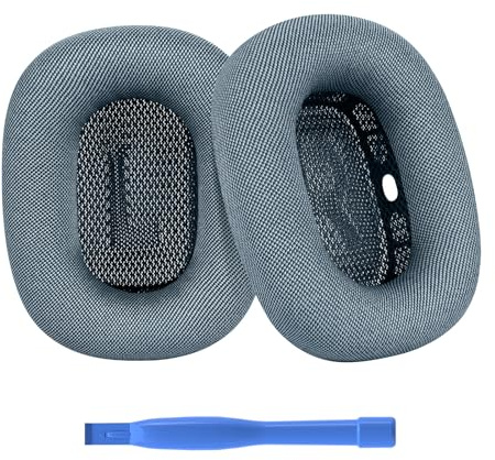 Ear Pads Replacement for AirPods Max Headphone by MMOBIEL - Mesh Fabric Ear Pad Cushions - Noise Isolation Earpads Replacement – Blue