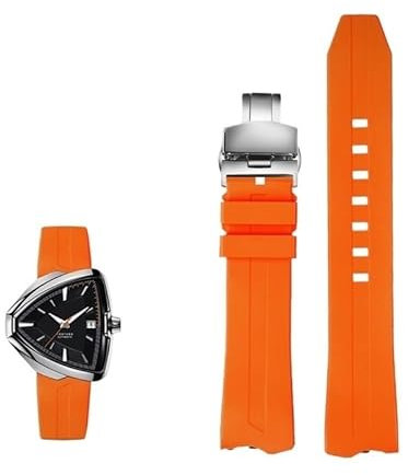 yeziu FKM Armband Für Hamilton Ventura H245950 H245850 H245510 H245550 Armband Uhr Strap(A-orange-silver)